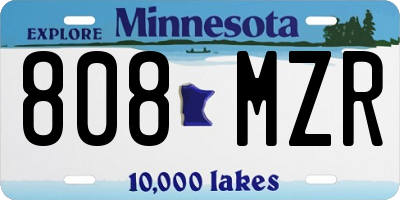 MN license plate 808MZR