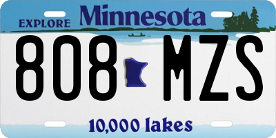 MN license plate 808MZS