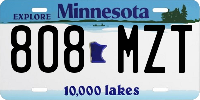 MN license plate 808MZT