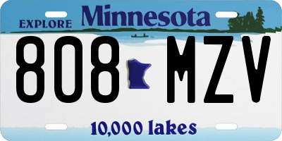 MN license plate 808MZV