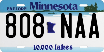 MN license plate 808NAA