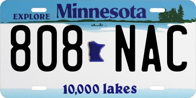 MN license plate 808NAC