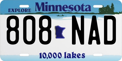 MN license plate 808NAD