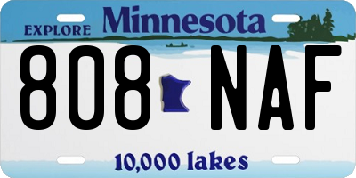 MN license plate 808NAF