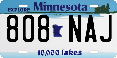 MN license plate 808NAJ