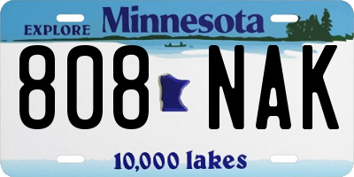 MN license plate 808NAK
