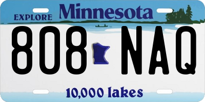 MN license plate 808NAQ