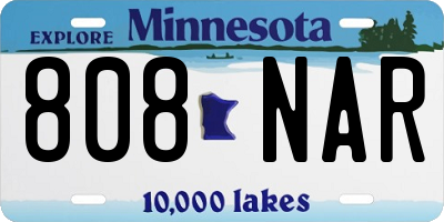 MN license plate 808NAR