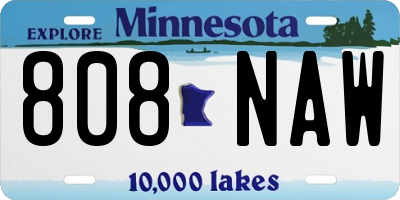 MN license plate 808NAW