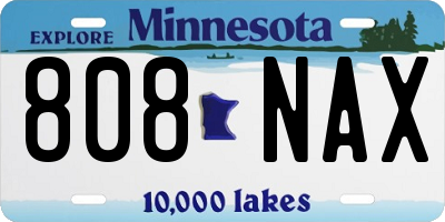MN license plate 808NAX