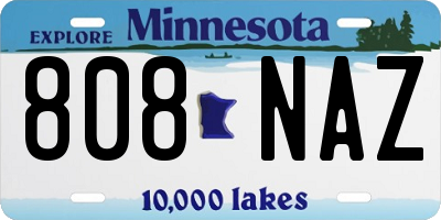 MN license plate 808NAZ