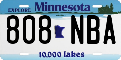 MN license plate 808NBA