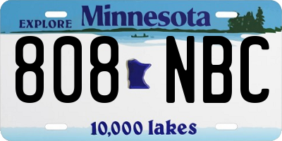MN license plate 808NBC