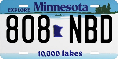 MN license plate 808NBD