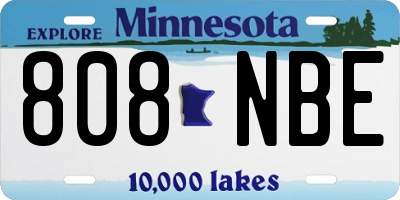 MN license plate 808NBE