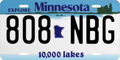 MN license plate 808NBG