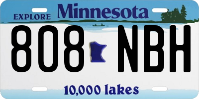 MN license plate 808NBH