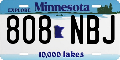 MN license plate 808NBJ