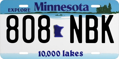 MN license plate 808NBK