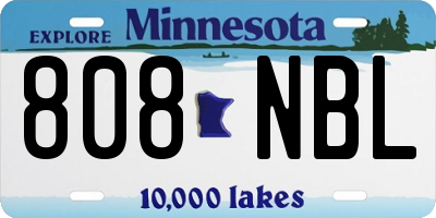 MN license plate 808NBL