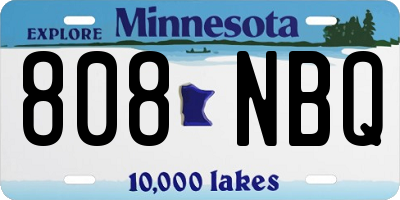 MN license plate 808NBQ