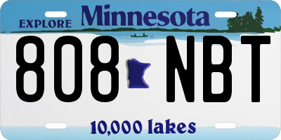 MN license plate 808NBT
