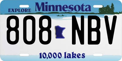 MN license plate 808NBV