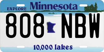 MN license plate 808NBW