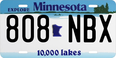 MN license plate 808NBX
