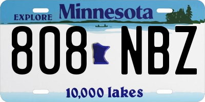 MN license plate 808NBZ