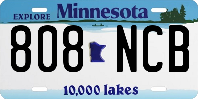 MN license plate 808NCB