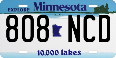 MN license plate 808NCD