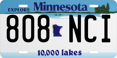 MN license plate 808NCI