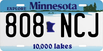 MN license plate 808NCJ
