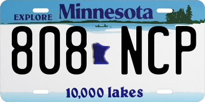 MN license plate 808NCP