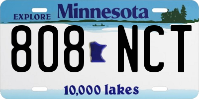 MN license plate 808NCT