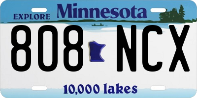 MN license plate 808NCX