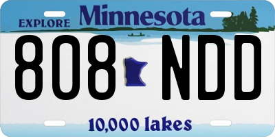 MN license plate 808NDD