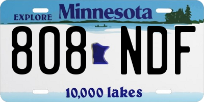 MN license plate 808NDF