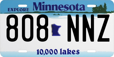 MN license plate 808NNZ