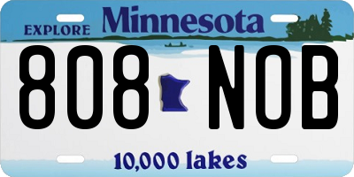 MN license plate 808NOB