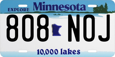 MN license plate 808NOJ