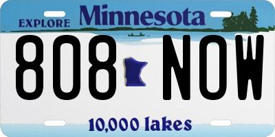 MN license plate 808NOW
