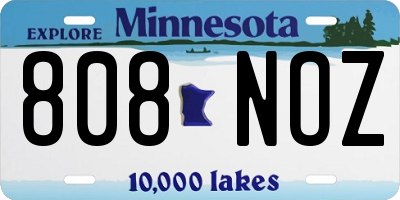 MN license plate 808NOZ