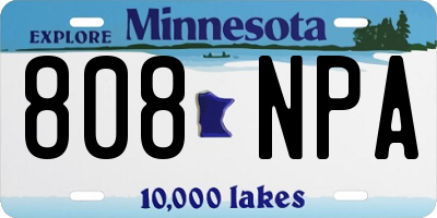 MN license plate 808NPA