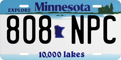 MN license plate 808NPC