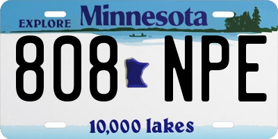 MN license plate 808NPE