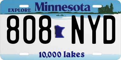 MN license plate 808NYD