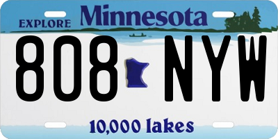 MN license plate 808NYW