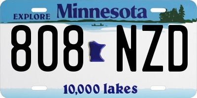 MN license plate 808NZD